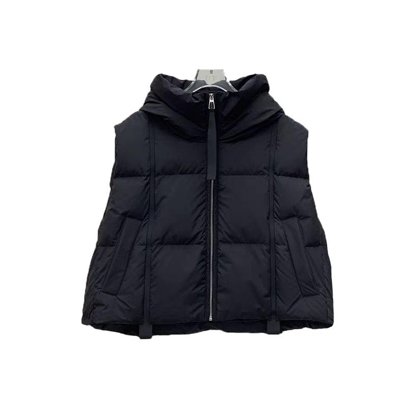 Tide brand 90 white duck down down vest women's 2024 autumn and winter fashion stand-up collar thickened casual streamer vest tide