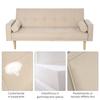 3-Seater Sofa Bed with Backrest Adjustable To 3 Levels, 2 Cushions and Removable Armrests, Beige, 185x84x85cm