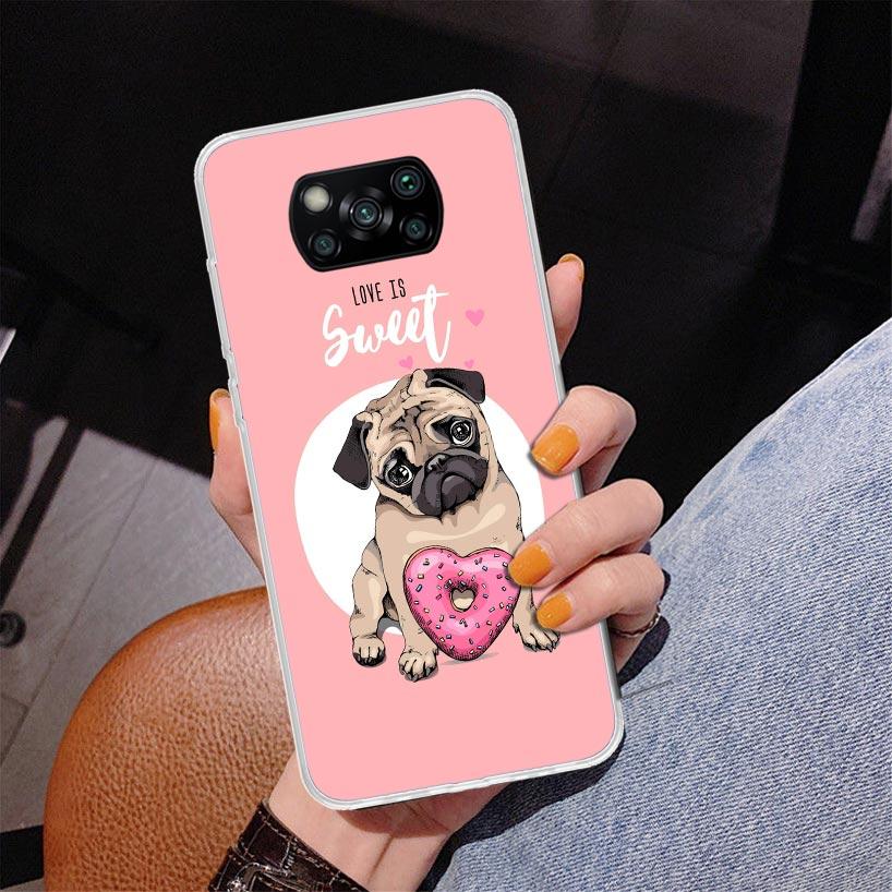 Liebe Mops Niedliche Hundehülle Für Xiaomi Poco X7 X6 X5 Pro F7 Ultra Redmi 15C 15 13C 13 12C 12 10 10A 10C 9 9A 9C 9T Hülle Poco