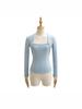 Pure Desire Style Fake Two-Piece Off-Shoulder Imitation Cashmere Square Neck Long-Sleeve Slim Fit Women's Top