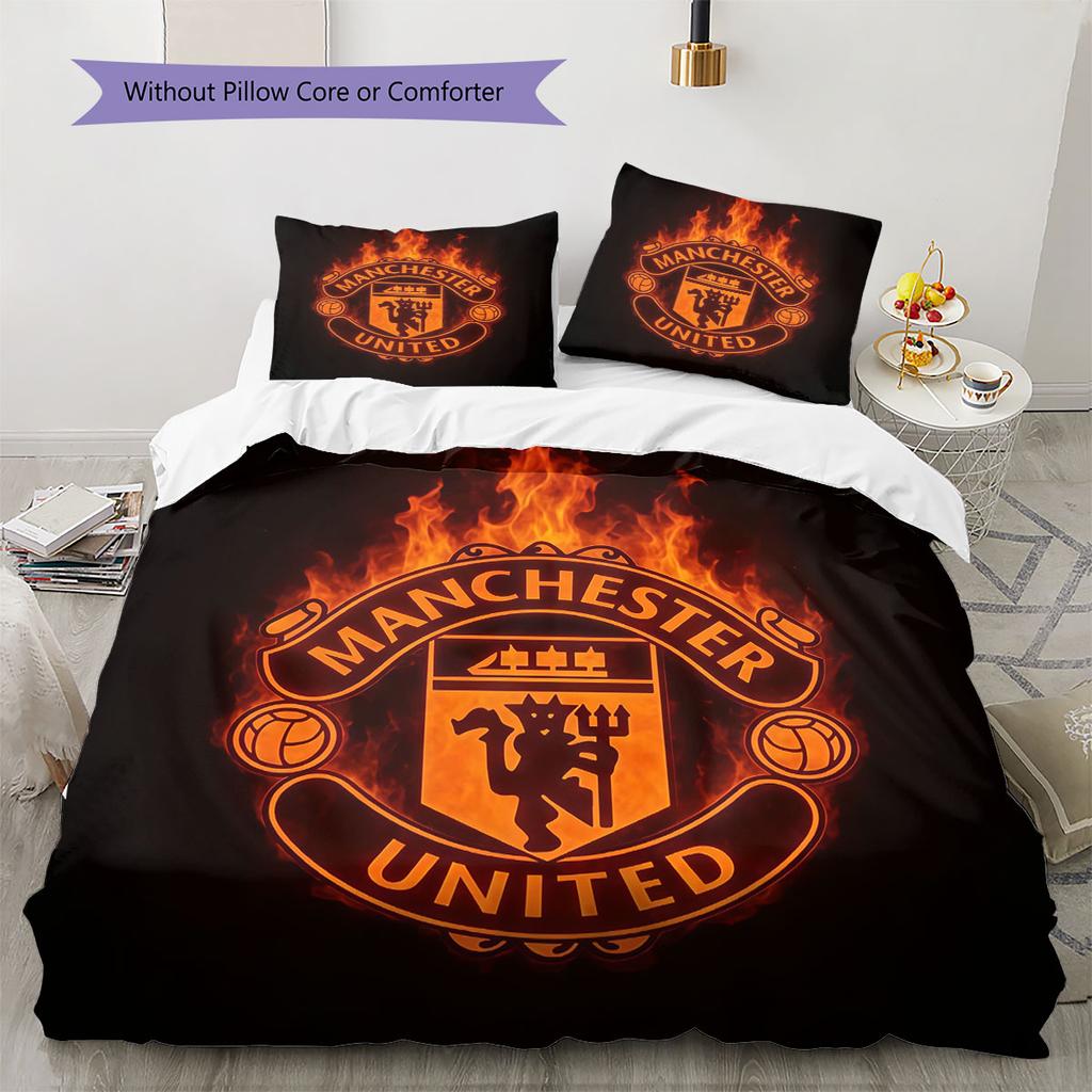 Cool MUFC Prints Bedding Quilt Set Quilt Cover Pillowcase Home Decoration Birthday Gift (1 * duvet cover + 2 * pillowcase, without core)