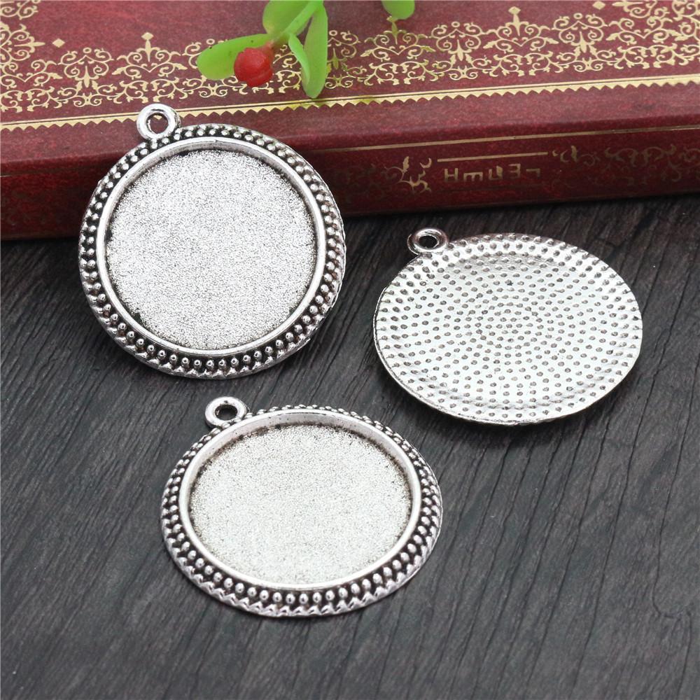 5pcs 25mm Inner Size Pendant Cabochons Blank Base Setting Bezel Tray Alloy DIY Jewelry Making Accessories for Necklace Keychains
