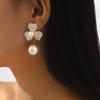 Summer Hot Selling French Flower Pearl Stud Earrings Elegant Lady Style Fashion Temperament Versatile Ear Jewelry For Women