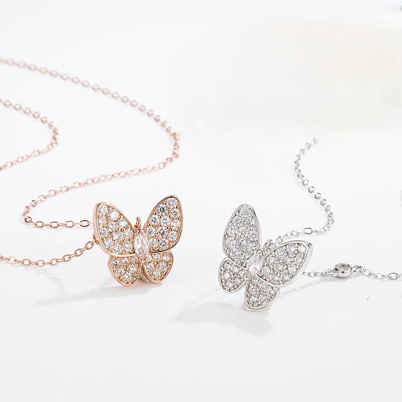 High-End Butterfly White Mother-of-Pearl Diamond Clavicle Necklace