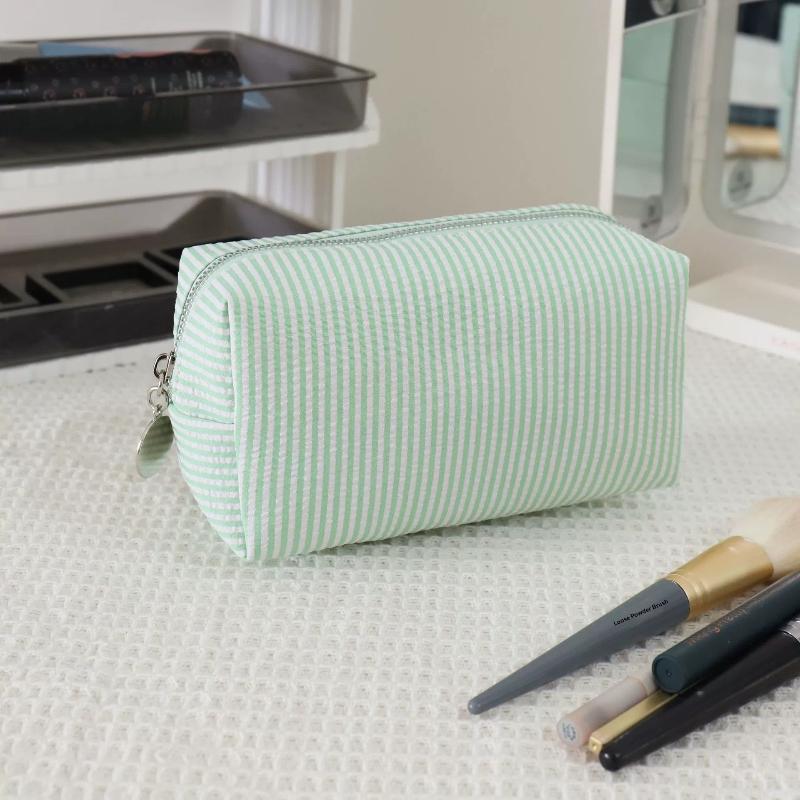 Borsa per Cosmetici a Strisce Fresca Semplice Grande Capacità Borsa per Trucco Astuccio per Matite Borse per Articoli da Toeletta da Viaggio Custodia per Articoli da Toeletta