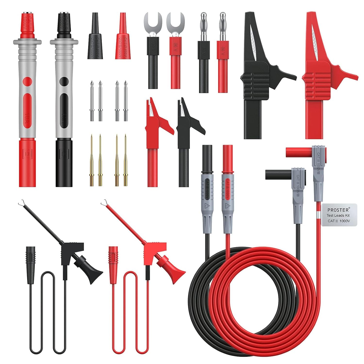 Electrical Multimeter Test Lead 24pcs - Multitester Leads Multimeter Probe Alligator Clips Replaceable Volt Clamp Meter Leads