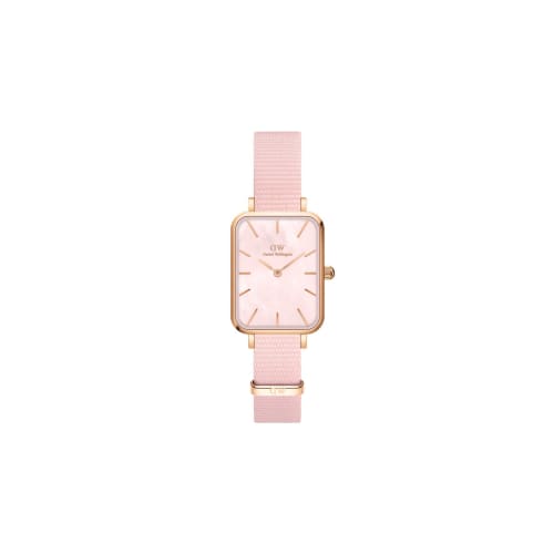 [Official Shop/Authentic Import/2-Year Warranty] Daniel Wellington DW Women's Quadro 20x26 Watch, Coral, Mother-of-Pearl, Pink Nato Strap, Rose Gold,