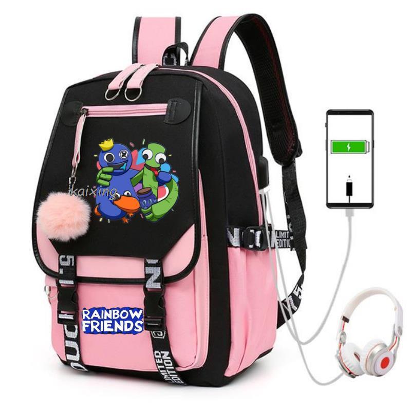 Usb Girls Backpack Rainbowfriends School Bag Young Ladies Travel Bag