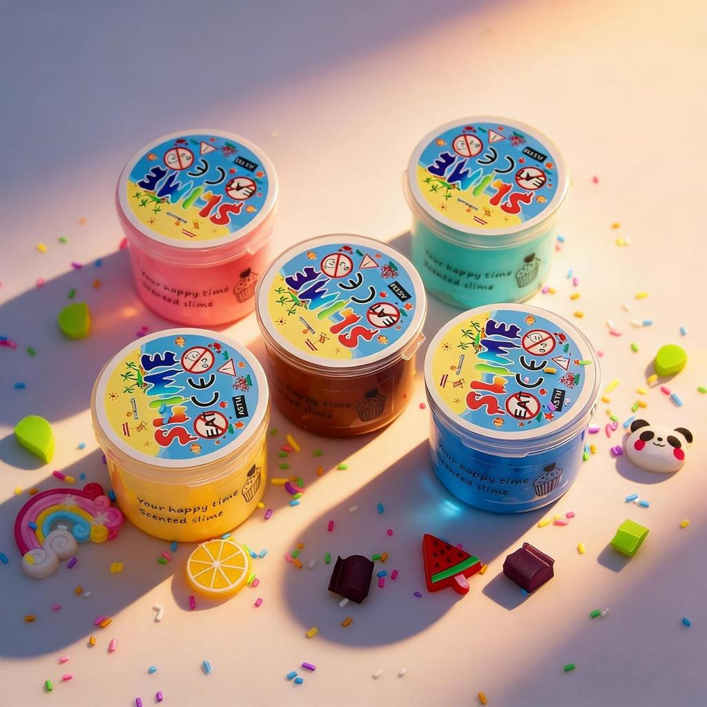 5er-Pack Butter-Schleim-Set, Geburtstagsgeschenke für Kinder, Gastgeschenke für Mädchen und Jungen, Nicht klebrig, Superweiches Stressabbau-Spielzeug