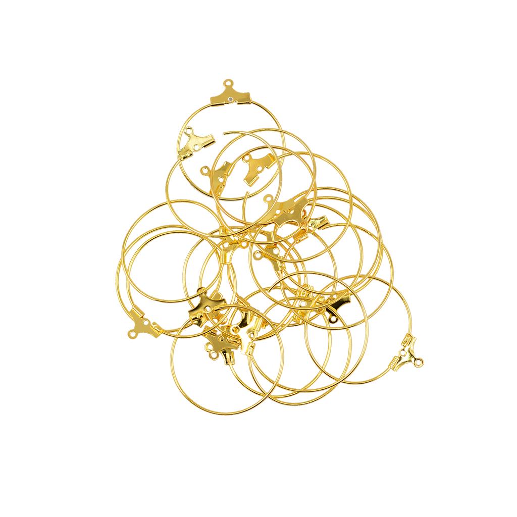 40Pcs Round Beading Hoop Earring Hook Connectors DIY Findings Silver+Golden