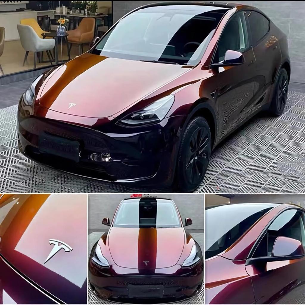 LZLRUN Premium Gloss Liquid Metal Red Vinyl Wrap Sticker for