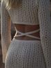Chic Handmade Crochet Bikini Cover Up Set Plunge V Neck Crop Top & High Slit Long Skirt Beach Vacation Outfit K279