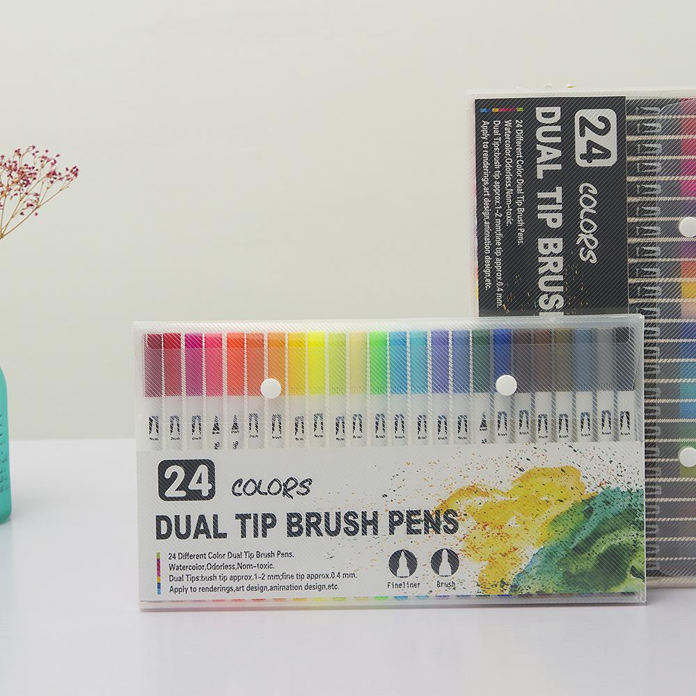 Washable Double-Ended Watercolor Markers with Soft Tips for Kids' Art
