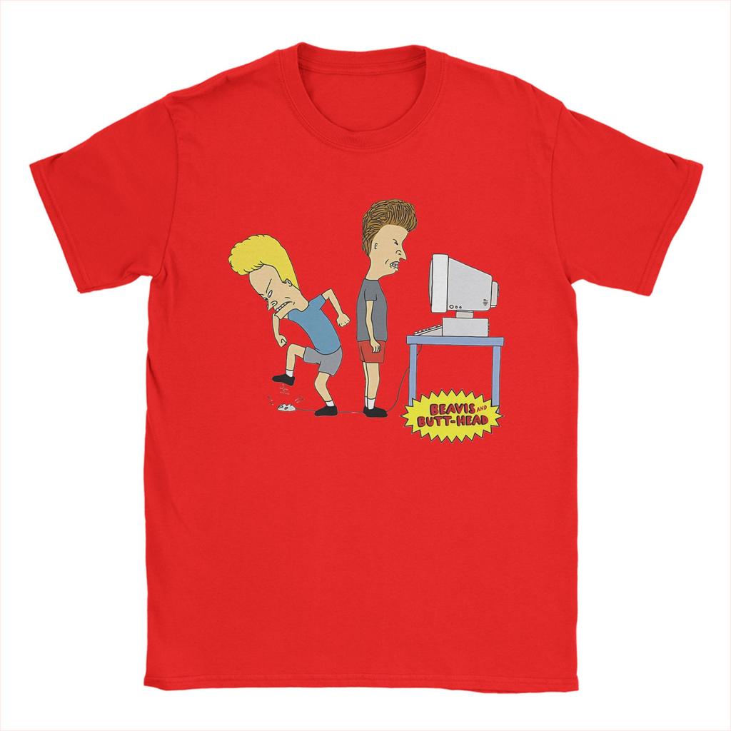 Harajuku Paar Beavis und Butthead kann Computer nicht benutzen T-Shirt Herren Baumwolle Kurzarm Rundhals Sommerkleidung
