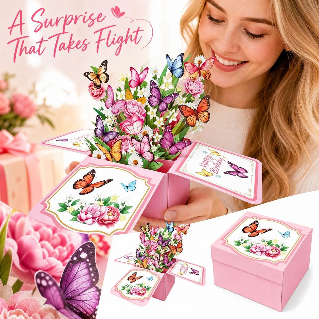 3D -Up Box Birthday Greeting Card with Colorful Design