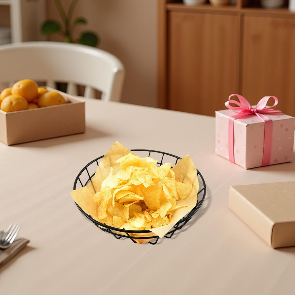2Pcs Iron French Fries Storage Basket Hollow Design for Snacks Fruit Dessert Bread Chips Serving Home Hotel Party Decorative