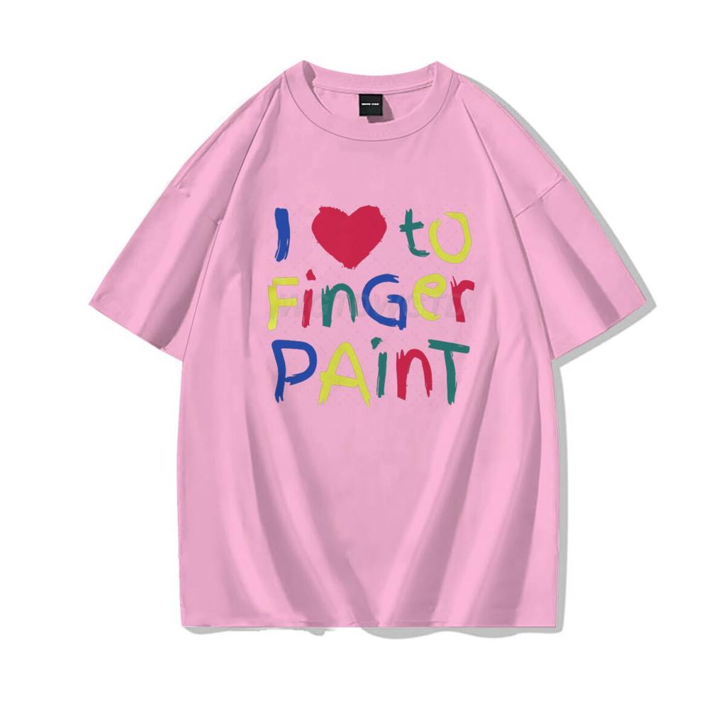 Valentinstag Partner Outfits Ich liebe es, mit den Fingern zu malen Ich bin Farbe T-Shirt Niedliches Herz Bunter Buchstaben Design Partner Shirt