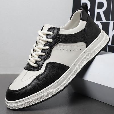 Panda Shoes Men's 2025 Spring New Little White Shoes Color Matching Board Shoes Men's Leisure Sports Trend Lace-up Men's Leather Shoes