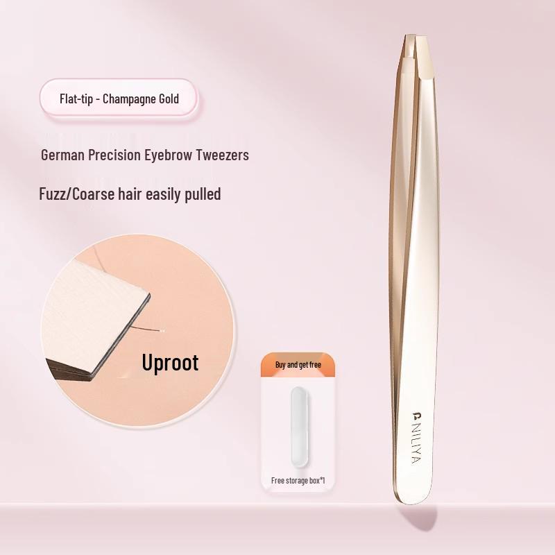 Niliya Precision Grooved Stainless Steel Tweezers - Beard & Eyebrow Removal Tool for Men