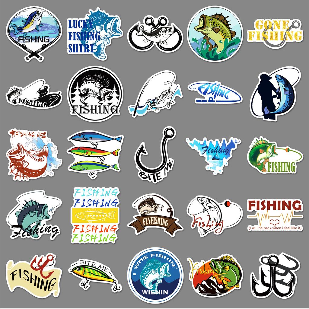 50 Fishing Graffiti Stickers Personalized Cartoon Outdoor Decoration Water Cup Suitcase Fishing Box Stickers
