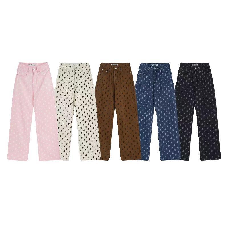 

Korea Recreation Solid Color Women s Wide-Leg High-Waist Casual Jeans Small