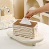 1PC Modern Minimalist Large Tissue Box Holder with Polished Brown Lid - Square Plastic Storage Organizer Suitable for Bathroom & Living Room