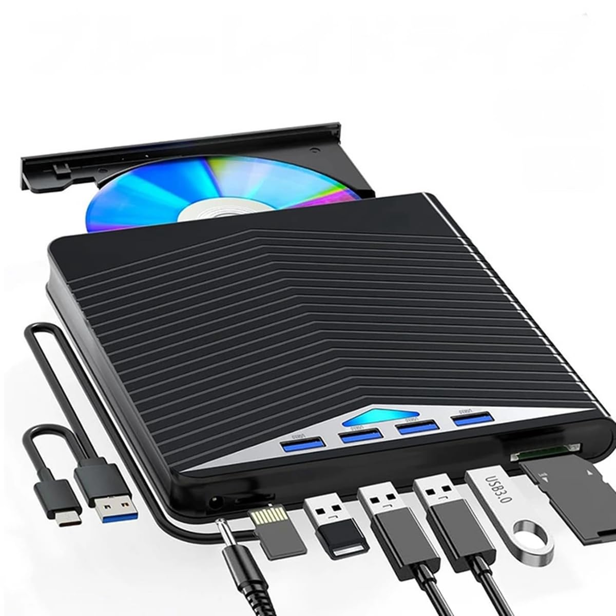 

External DVD 6X with USB Burner MacOS For MacBook Japanese Instruction Black Blu-ray Drive, Drive, Blu-ray 3.0/Type-C Port, Lightweight, Slim, CD/DVD