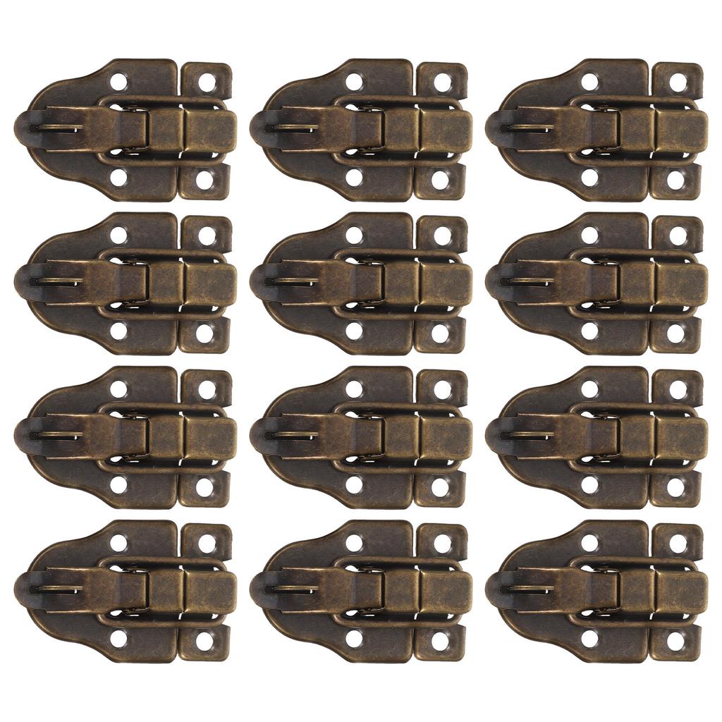 12pcs Retro Toggle Latch Metal Duckbilled Hasp Catch Decorative Buckle Hardware For Jewelry Box Cabinet Wooden Case