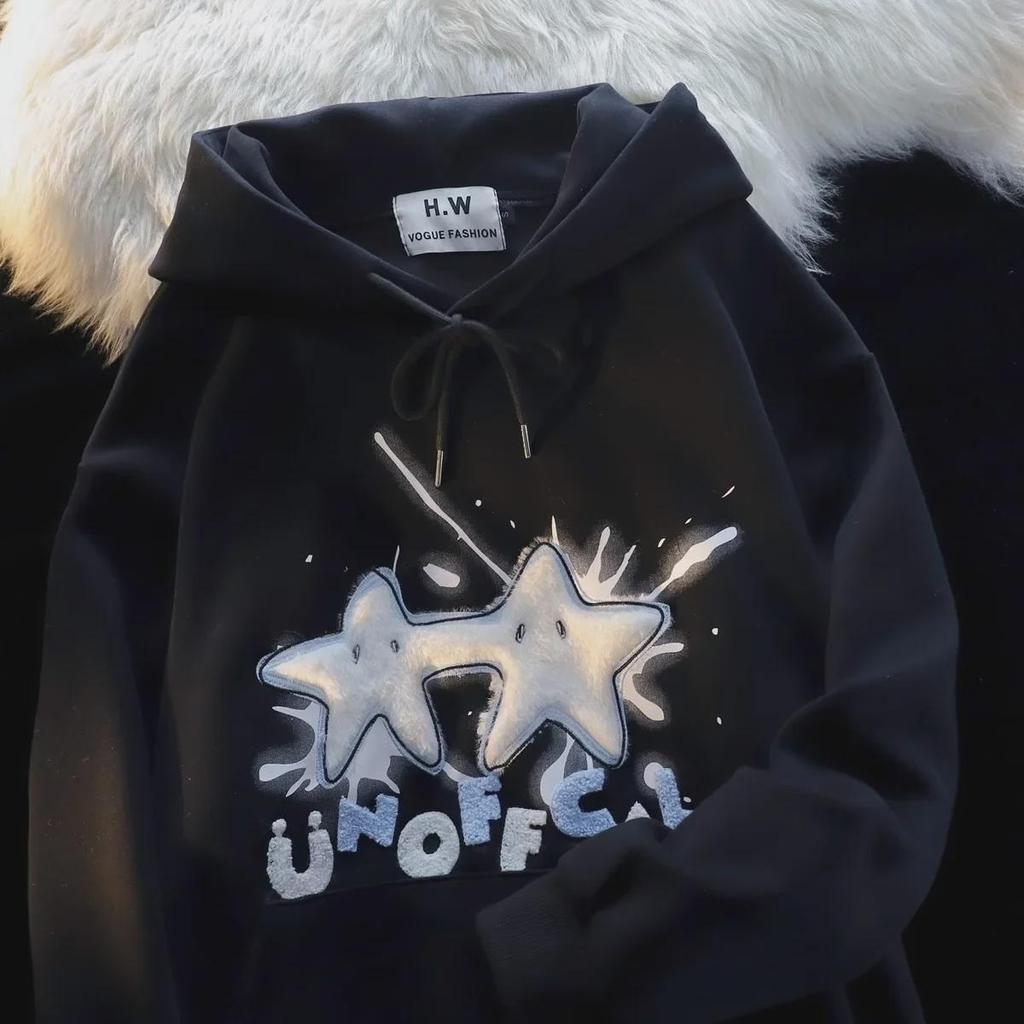 Unisex American Streetwear Star Hoodie - Oversized, Lightweight, Perfect for Spring and Autumn