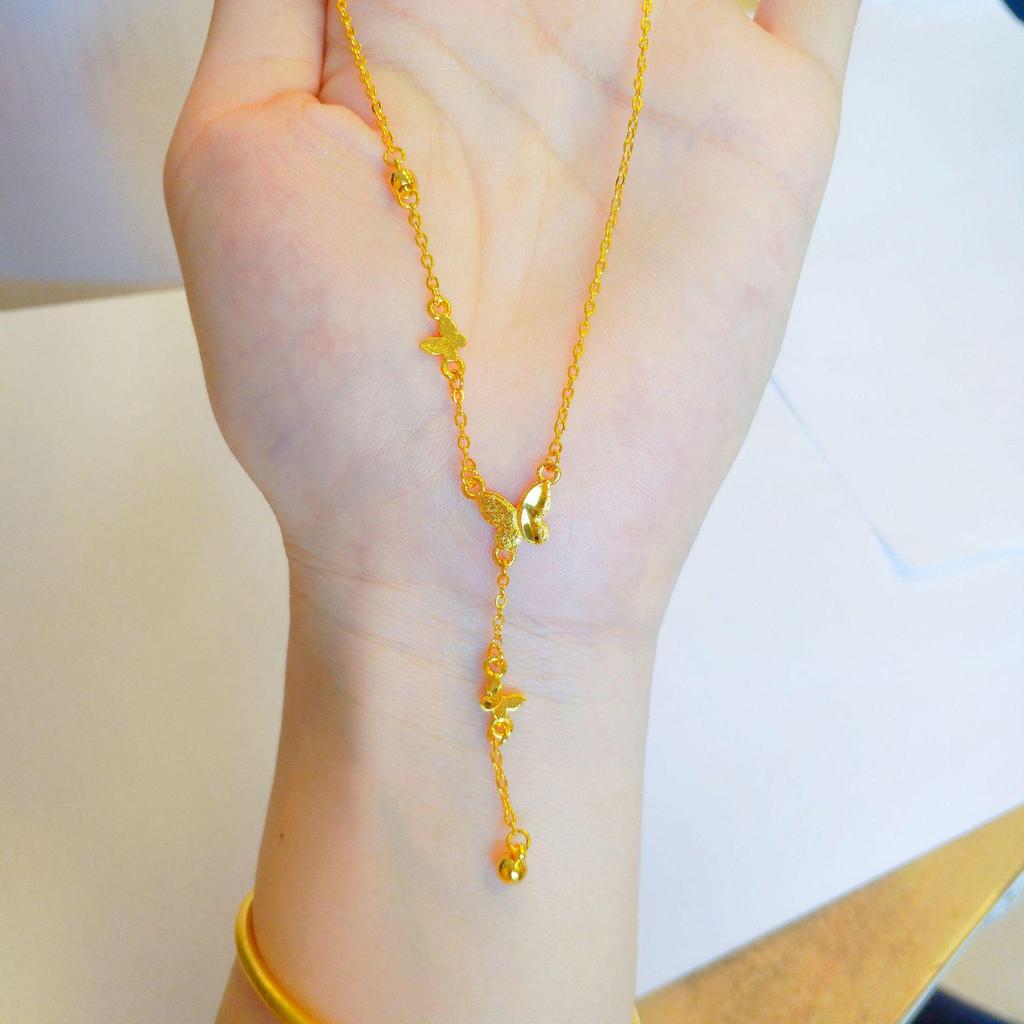 Golden CNC Dragon Scale & Butterfly Princess Pendant with Honeycomb Face, Lucky Clover, and Gourd Necklace