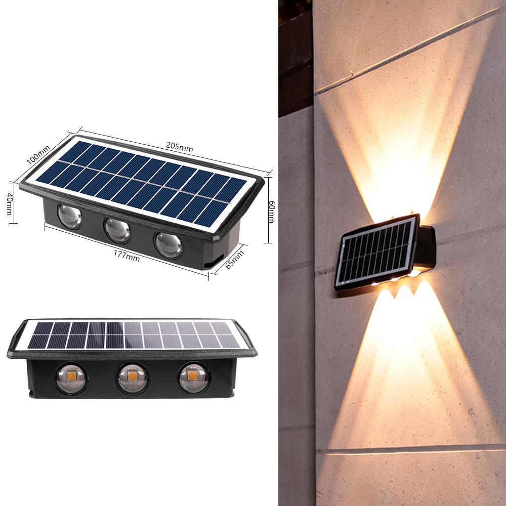 Lampă LED de perete pentru exterior, impermeabilă: Lumină solară cu funcție sus-jos pentru grădină și pereți exteriori