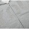 American Vintage Cropped Hooded Sweatshirt Men Casual Zip-Up Jacket With Rivets Loose Fit Teens