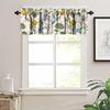 Retro Lemon Kitchen Valance, Summer Blue Birds Lemon Tree Nature Botanical Plants Flowers Hummingbird Spring Print Short Blackout Window Curtain for