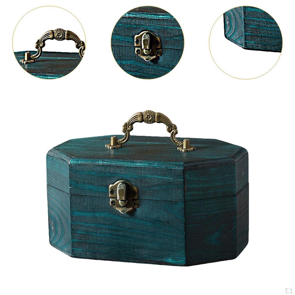 Jewelry Trinket Box Holder Display Brooch Ornament Storage Wooden Treasure Chest for Party Supplies