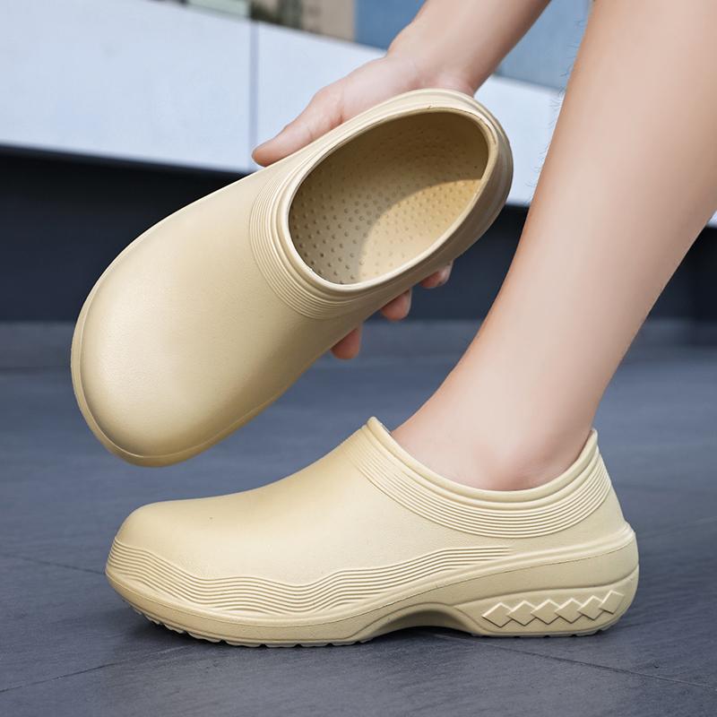 Fashion Thick Soled Height Increase Men Chef Shoes Oil Proof Waterproof Kitchen Cook Shoes Clogs Work Hospital Anti Slip Sandals Unisex
