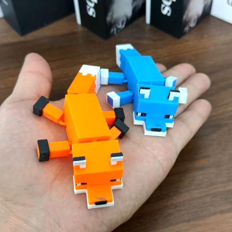 3D Printed Blue Fox-shaped Figurine Pet Figurines Collection Toys Action Figurines Ornament Ornaments Decor Kids Gift