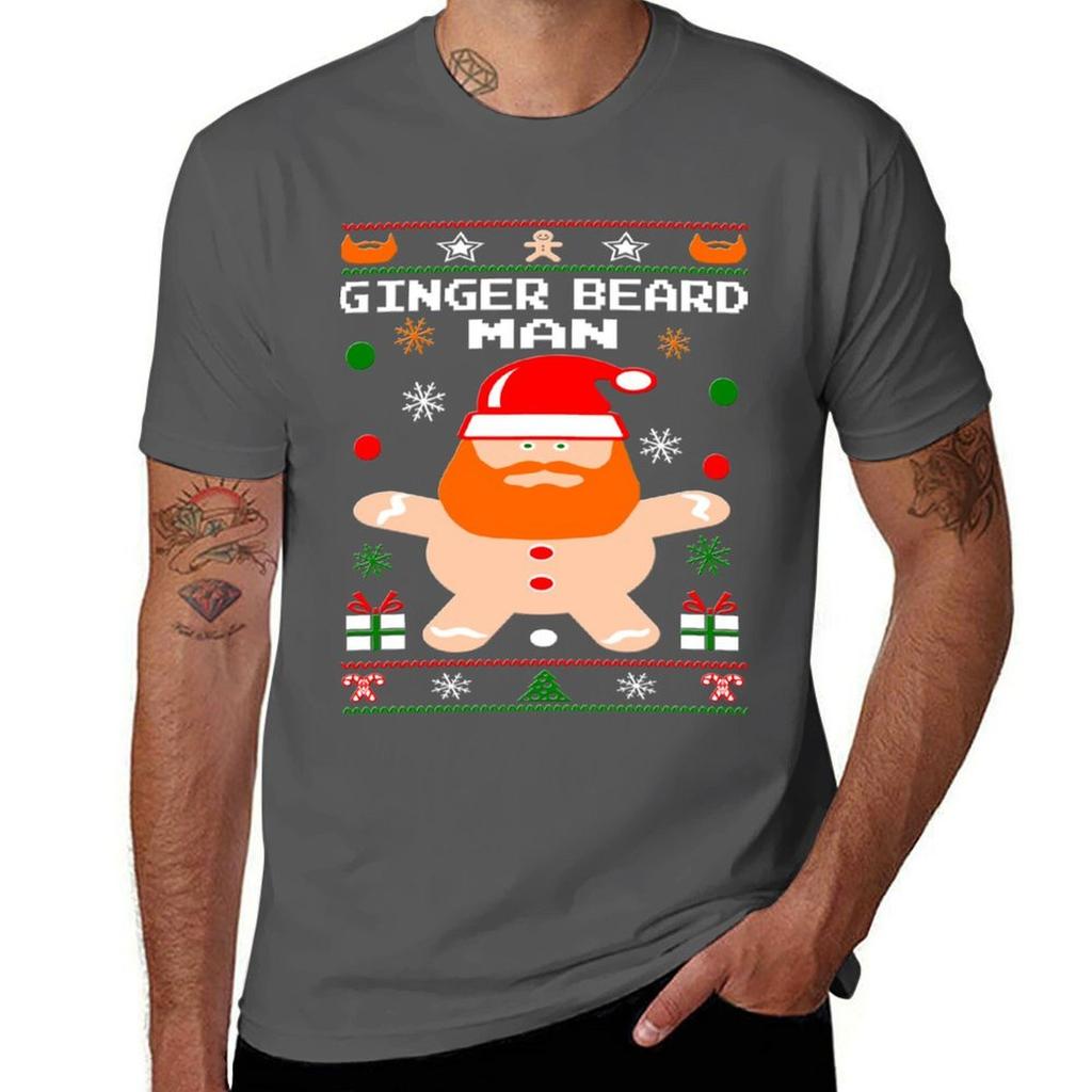 Ginger T Cotton Plain Shirt Shirt T-Shirt Christmas Graphic for Package Man Plain T Black Man T-shirt Beard Man