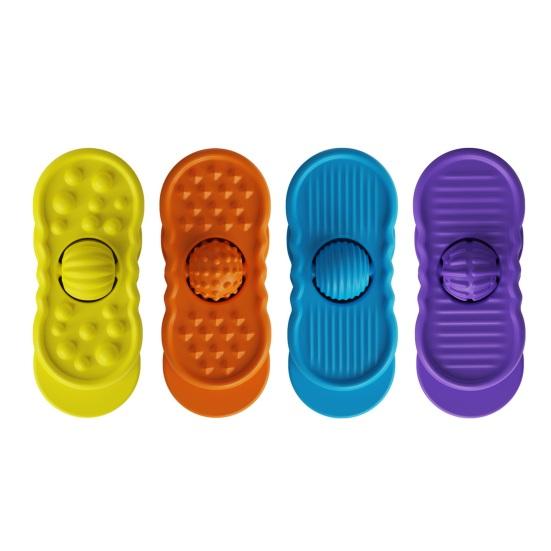 

4Pcs/Set Silicone Fidget Slider Sensory Toy Focus Aid Anxiety Stress Relief Textured Slider Toy Decompression Rolling Ball Slider Toy