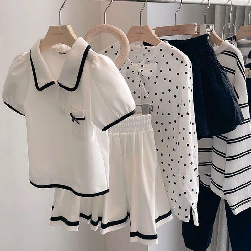 Girls Skirt Sets Summer Children T-Shirt Suits Kids Short Sleeves 2Pcs Teen Fashion Sweet JK Outfits 5-14 Years
