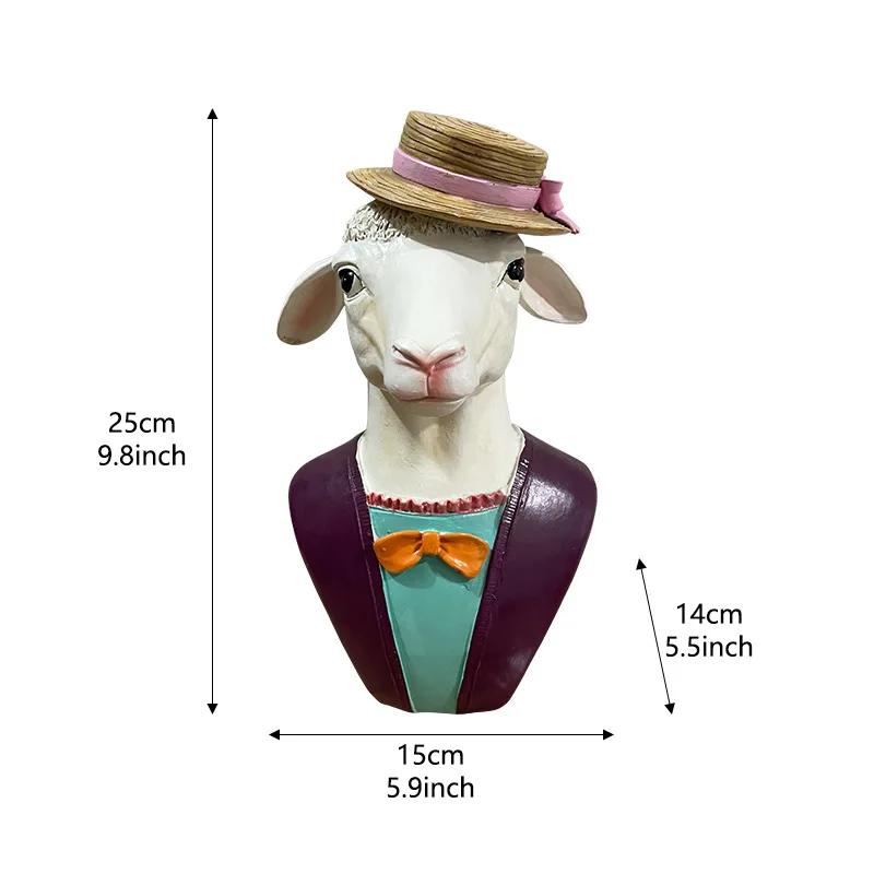Animal Statue Hippo Sheep Ornaments Deer Horse Figurine Abstract Geometric Style Resin Sculpture Home Office Desktop Gift