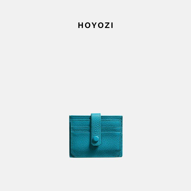 

[Xiaoyoujia Bag] Hoyozi First Layer Cowhide Leather Card Bag Women s Coin Purse Certificate Storage Multi-Card Slot Blue [In Stock]]