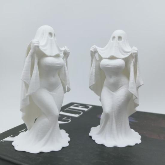 Yangyizhi 3D Printed Halloween Ghost Bride Statue Ornament, Female Figure Sculpture with Stable Base, Decorative Minimalist Spooky Figurine for Modern