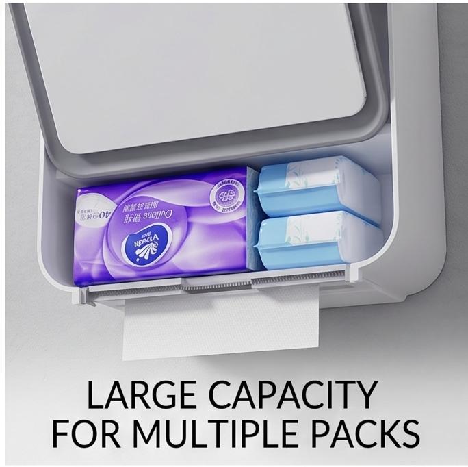 Waterproof No-Drill Wall Mount Toilet Paper Holder, Roll & Tissue Universal White 1/2 Pack For Bathroom Washroom Home Daily Use