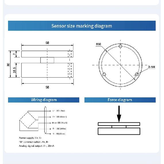 Built-in Chip Load Cell Sensor,MODBUS Signal, 4-20mA Analog Output,10-25VDC,The Sensor Is Directly Connected To the PLC