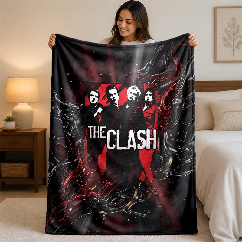 The Clash Print Flannel Blanket Cozy Lightweight Plush Throw Blanket For Bed Sofa Household Use