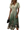 Ladies' Floral Casual Fashionable Short Sleeved V-neck Dress