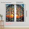 Flat Printing Curtain Stained Glass Tree Life Polyester Without Electricity Festive Wall Decor Home Party Curtains Set Of 2 Made