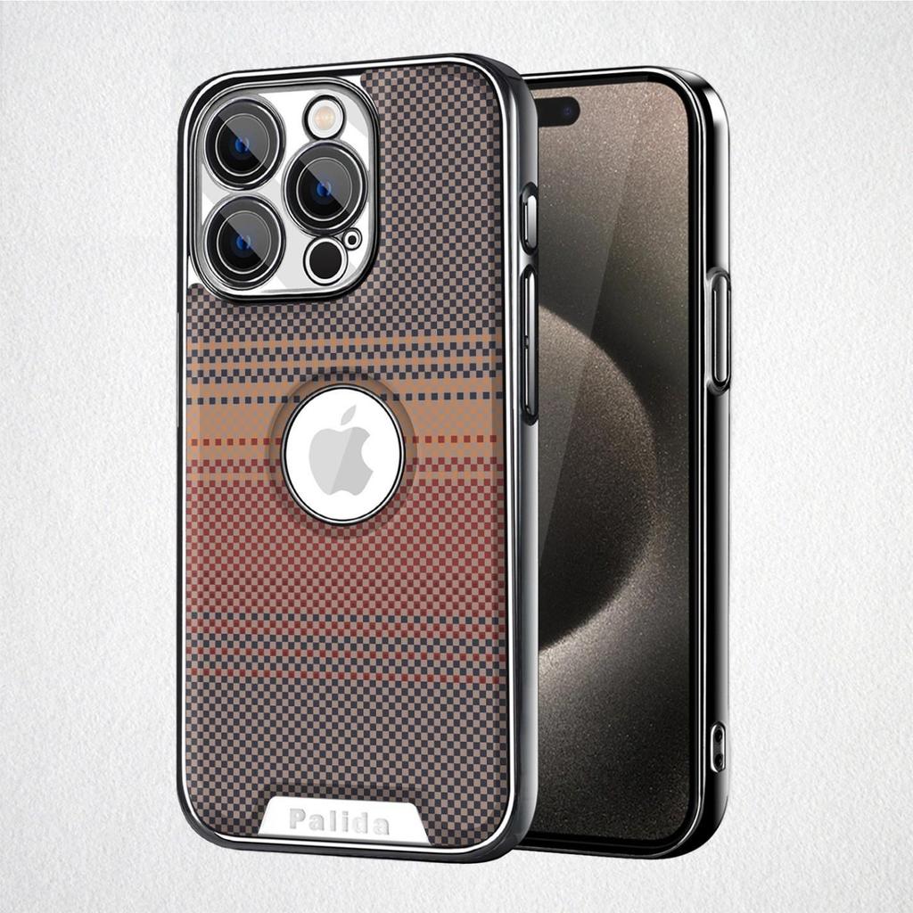 Kevlar Leather Texture Electroplated Anti-Drop Case for iPhone 16 Pro Max/17 Full Cover