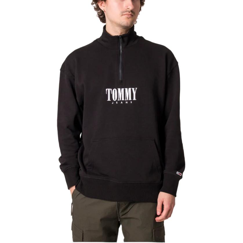 Tommy Hilfiger Letter Print Half-Zip Sweatshirt Men Sweatshirts Black DM0DM15021-BDS