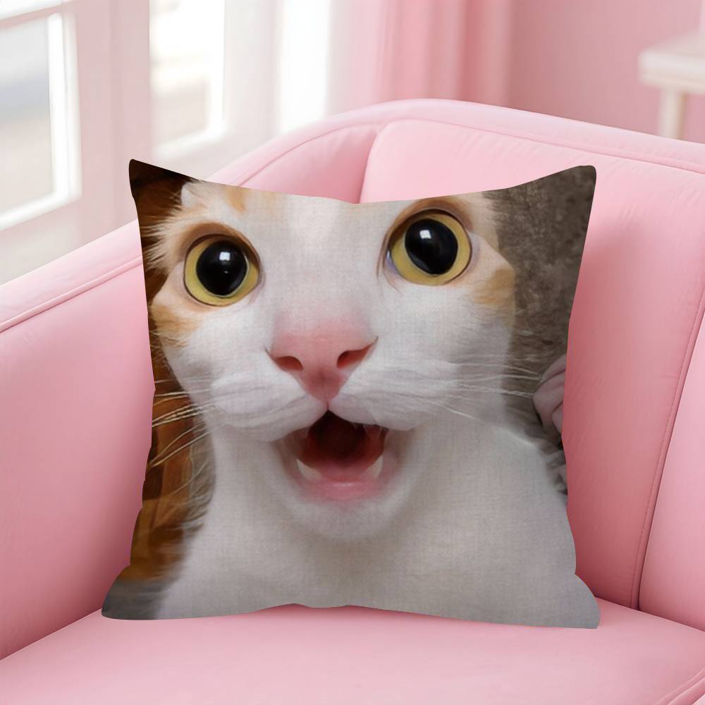 Funny Cat MMeme  Personalized Pillow Cover Kids Bedroom Wild Party Decor Pillowcase Kid Birthday Shower Gift